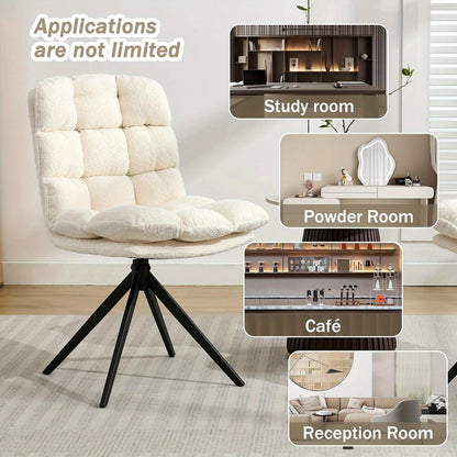 Eetkamerstoelen – Stoelen – Dining Stoelen – Draaistoelen – Witte Stoelen – Set van 6 – Met Afneembare Wasbare Kussens – Met Metalen Draaibaar Frame