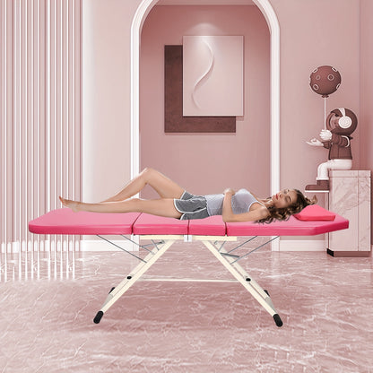 Massagetafel – Behandeltafel – Behandelbank – Massagebank – Tattoo Bed – Inklapbaar – PU Bekleding – Verstelbare Rug- en Voetleuning – Zacht Roze