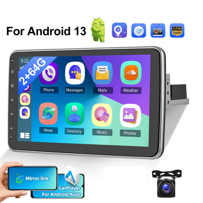 Autoradio – Auto Radio – Car Stereo – 1-DIN Autoradio – Multimedia Radio – 10,1 Inch HD Touchscreen – Draadloos CarPlay & Android Auto