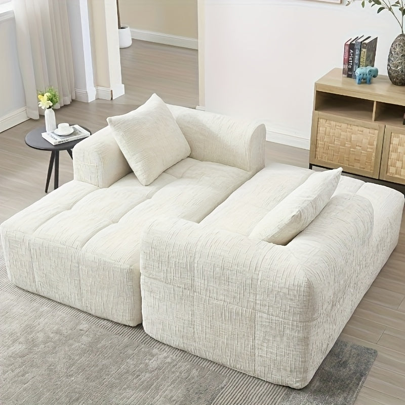Loveseat – Tweezitsbank – Fauteuil – 2-Zitsbank – Bankje – Compact Design – Zachte Kussens – Zijvakjes – Voorgemonteerd – Wit