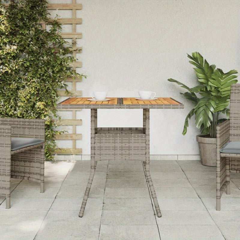 Tuinset – Tuinmeubel – Balkonset – Buitenmeubilair – Tuintafel – Acaciahouten Blad – Weerbestendig Poly Rattan – 80x80x75 cm