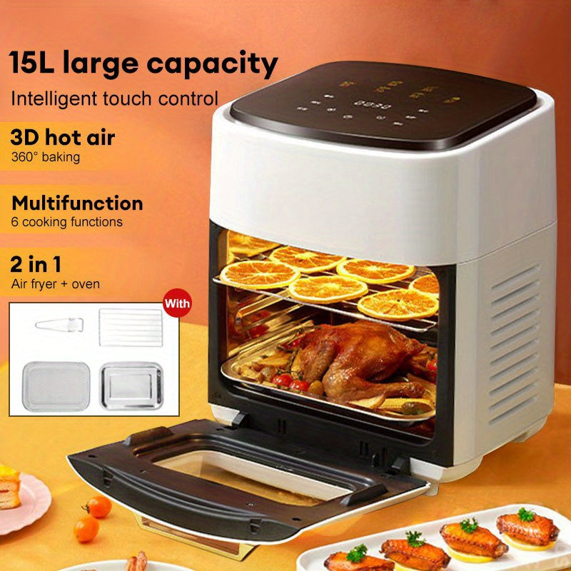 Airfryer – Heteluchtfriteuse – Gezond Frituurpan – Elektrische Oven – Multifunctionele Kookpan – 15 Liter Inhoud – 6 Kookprogramma’s – Roestvrij Staal – 1400 Watt