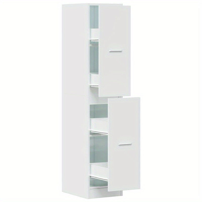 Apothekerskast – Opbergkast – Badkamerkast – Hoekkast – Kast Hoogglans Wit – Massief Hout – Compact 30x41x144,5 cm