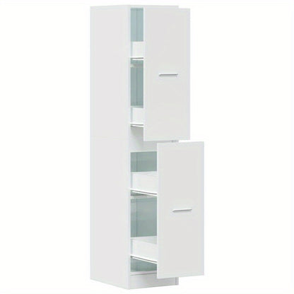 Apothekerskast – Opbergkast – Badkamerkast – Hoekkast – Kast Hoogglans Wit – Massief Hout – Compact 30x41x144,5 cm