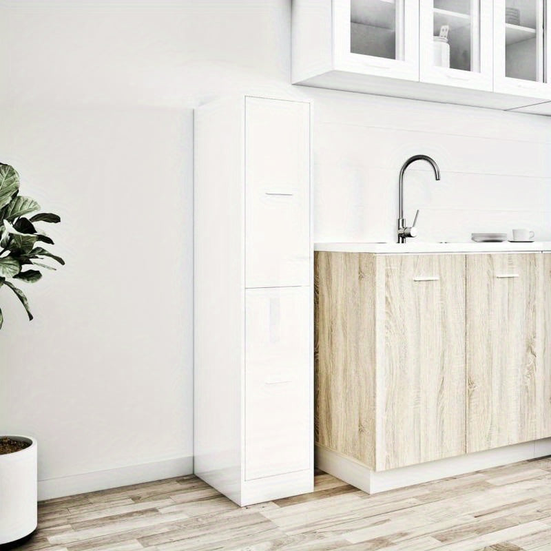 Apothekerskast – Opbergkast – Badkamerkast – Hoekkast – Kast Hoogglans Wit – Massief Hout – Compact 30x41x144,5 cm