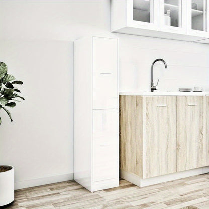 Apothekerskast – Opbergkast – Badkamerkast – Hoekkast – Kast Hoogglans Wit – Massief Hout – Compact 30x41x144,5 cm