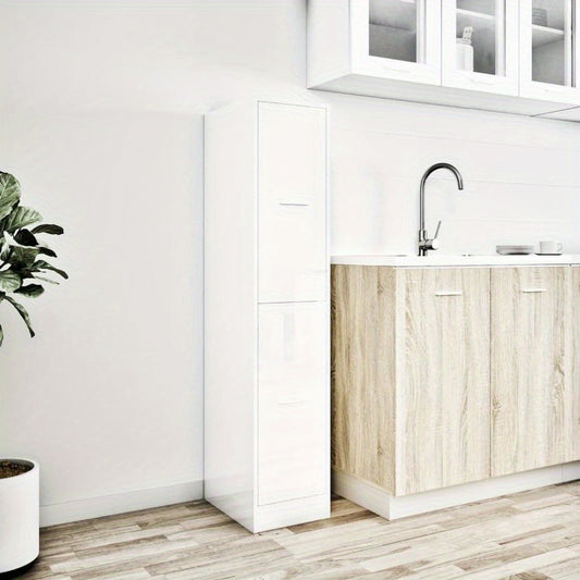Apothekerskast – Opbergkast – Badkamerkast – Hoekkast – Kast Hoogglans Wit – Massief Hout – Compact 30x41x144,5 cm