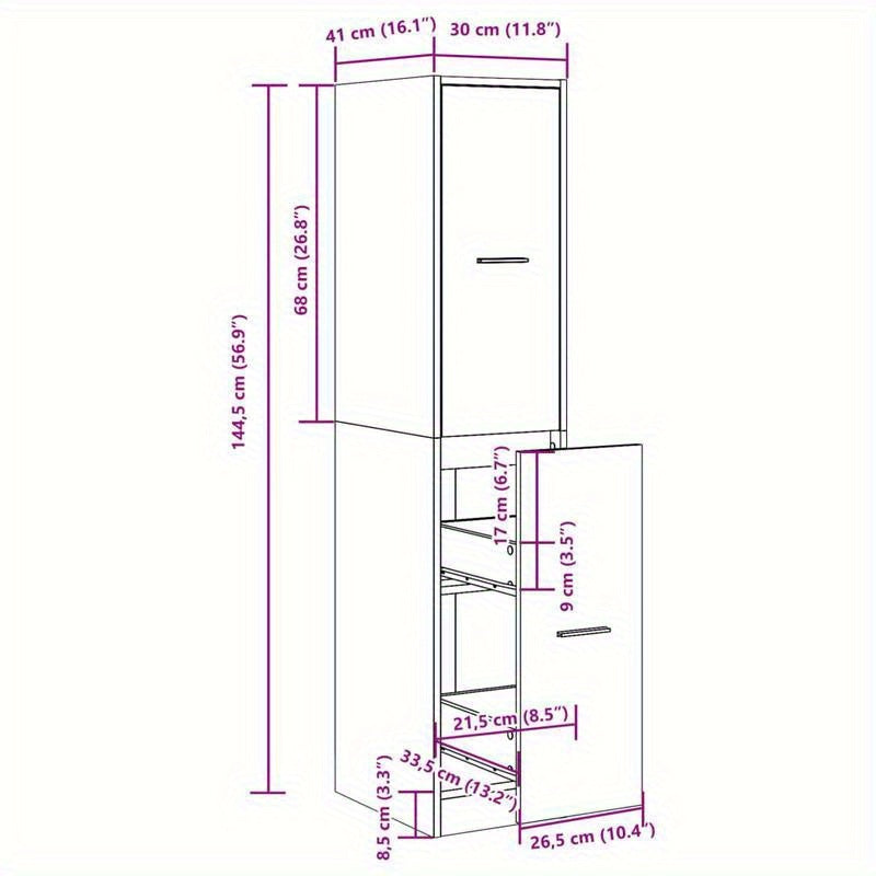 Apothekerskast – Medicijnkast – Badkamerkast – Ladeblok – Opbergkast – Wit – Compact Hoog Design – Duurzaam Hout