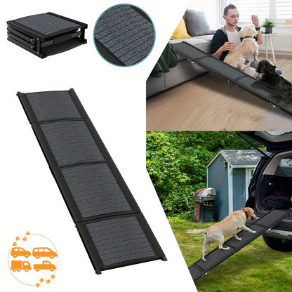 Hondenloopplank – Hondentrap – Loopplank – Hondentrapje – Opstapje – Zwart – Inklapbaar – Antislip – 157 cm – Metaal