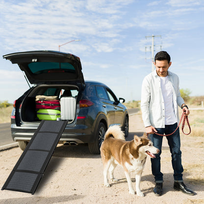 Hondenloopplank – Hondentrap – Loopplank – Hondentrapje – Opstapje – Zwart – Inklapbaar – Antislip – 157 cm – Metaal