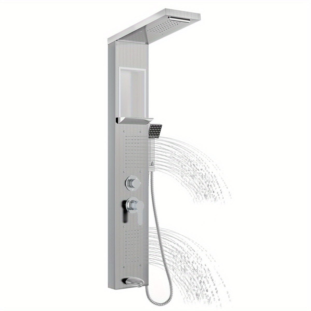 Douchesysteem – Douchekolom – Douchepaneel – Douche – Regendouche – Roestvrijstalen Paneel – 5 Douchestanden – 150 cm Handdoucheslang