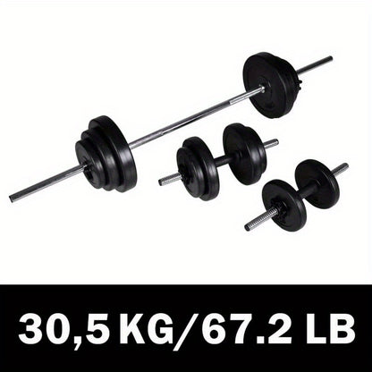 Halterset – Dumbbellset – Barbellset – Gewichten – Fitnessset – 30,5 kg Totaalgewicht – Hoogwaardig Tungsten Staal