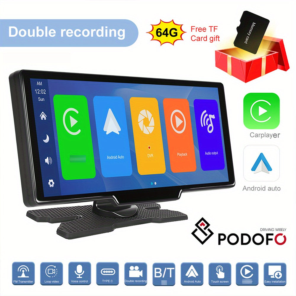 Carplayer – Autoradio – Multimedia Speler – Navigatiesysteem – Smart Display – 9,3 Inch LED Scherm – Ondersteuning Achter- en Voorcamera – Android Auto Met Spraakbesturing