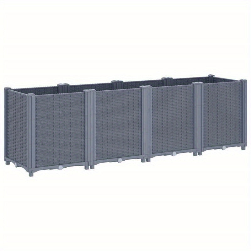 Plantenbak – Bloembak – Tuinbak – Moestuinbak – Bloempot – Groot 160x40x53 cm – Weerbestendig Kunststof – Met Afwateringsysteem