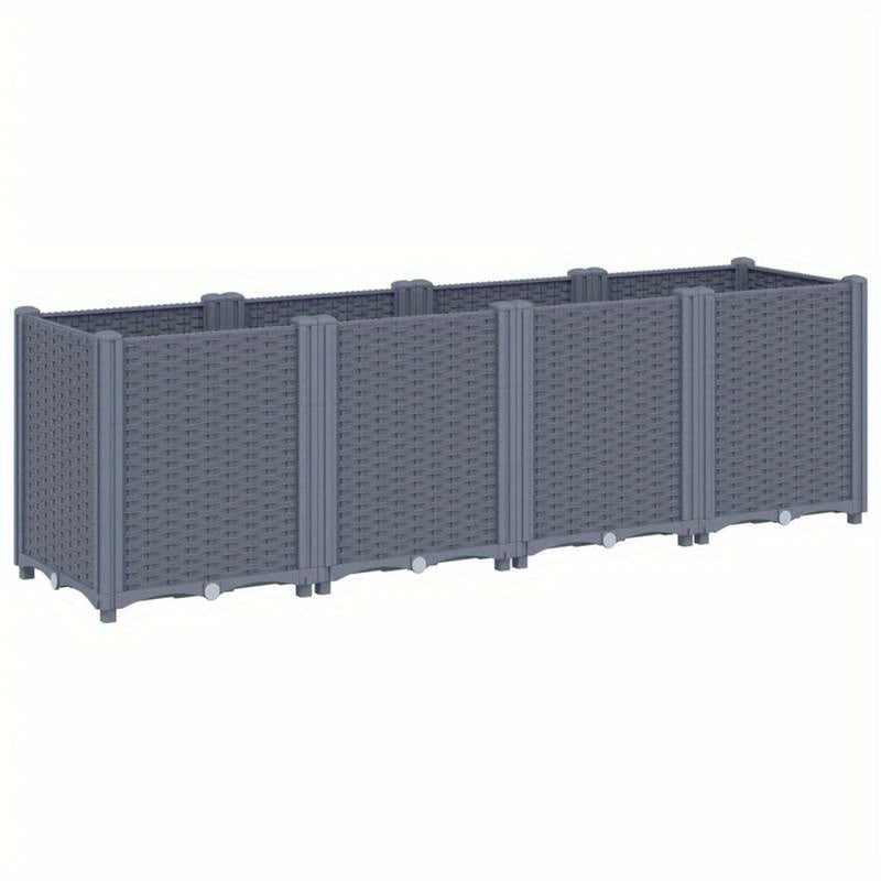 Plantenbak – Bloembak – Tuinbak – Moestuinbak – Bloempot – Groot 160x40x53 cm – Weerbestendig Kunststof – Met Afwateringsysteem