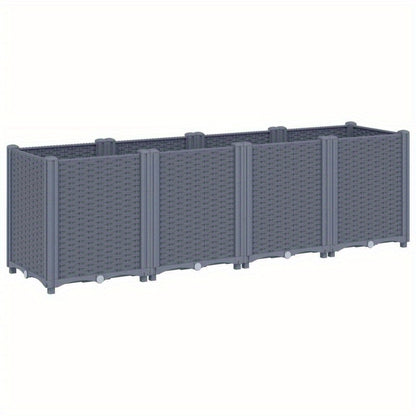 Plantenbak – Bloembak – Tuinbak – Moestuinbak – Bloempot – Groot 160x40x53 cm – Weerbestendig Kunststof – Met Afwateringsysteem