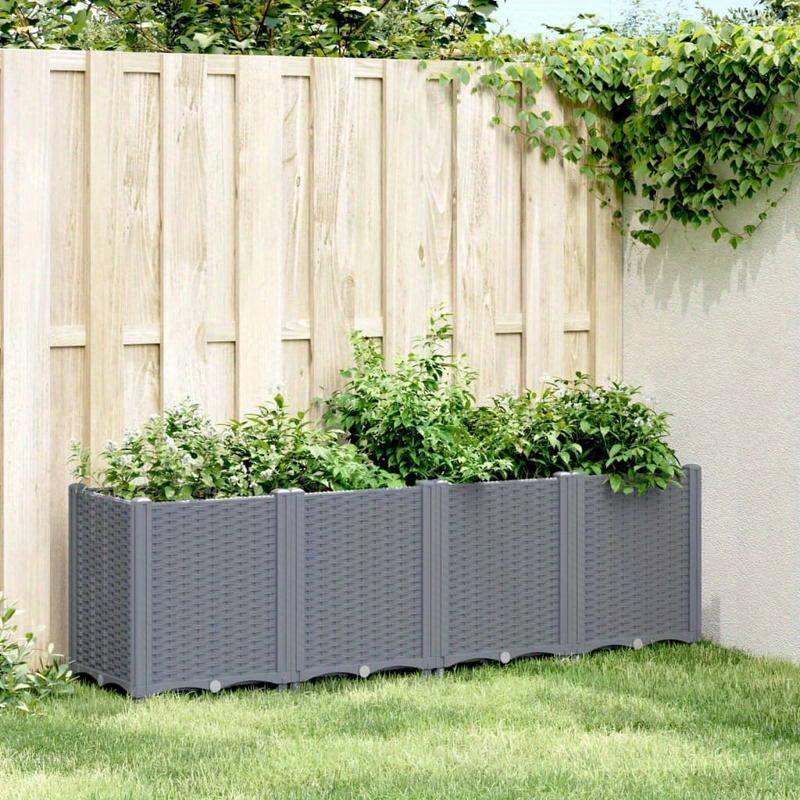 Plantenbak – Bloembak – Tuinbak – Moestuinbak – Bloempot – Groot 160x40x53 cm – Weerbestendig Kunststof – Met Afwateringsysteem