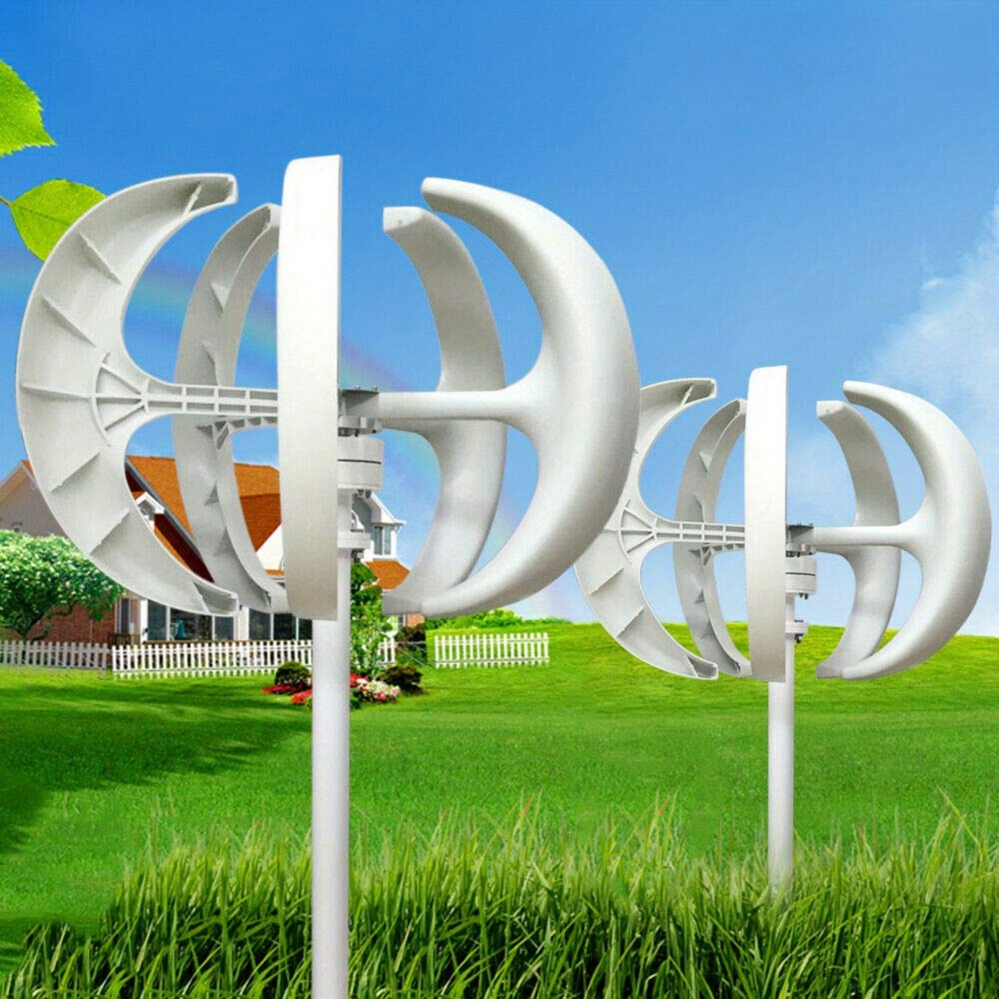 Verticale Windturbine – Windgenerator – Windmolen – Generator – Windenergie Opwekker – 600 Watt Vermogen – Nylonvezel Met 5 Rotorbladen – Wit Lantern Design – Geen Elektriciteit Nodig – Weerbestendig En Compact