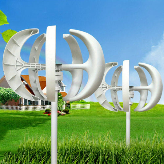 Verticale Windturbine – Windgenerator – Windmolen – Generator – Windenergie Opwekker – 600 Watt Vermogen – Nylonvezel Met 5 Rotorbladen – Wit Lantern Design – Geen Elektriciteit Nodig – Weerbestendig En Compact