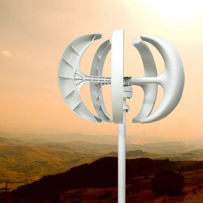 Verticale Windturbine – Windgenerator – Windmolen – Generator – Windenergie Opwekker – 600 Watt Vermogen – Nylonvezel Met 5 Rotorbladen – Wit Lantern Design – Geen Elektriciteit Nodig – Weerbestendig En Compact
