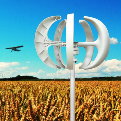 Verticale Windturbine – Windgenerator – Windmolen – Generator – Windenergie Opwekker – 600 Watt Vermogen – Nylonvezel Met 5 Rotorbladen – Wit Lantern Design – Geen Elektriciteit Nodig – Weerbestendig En Compact