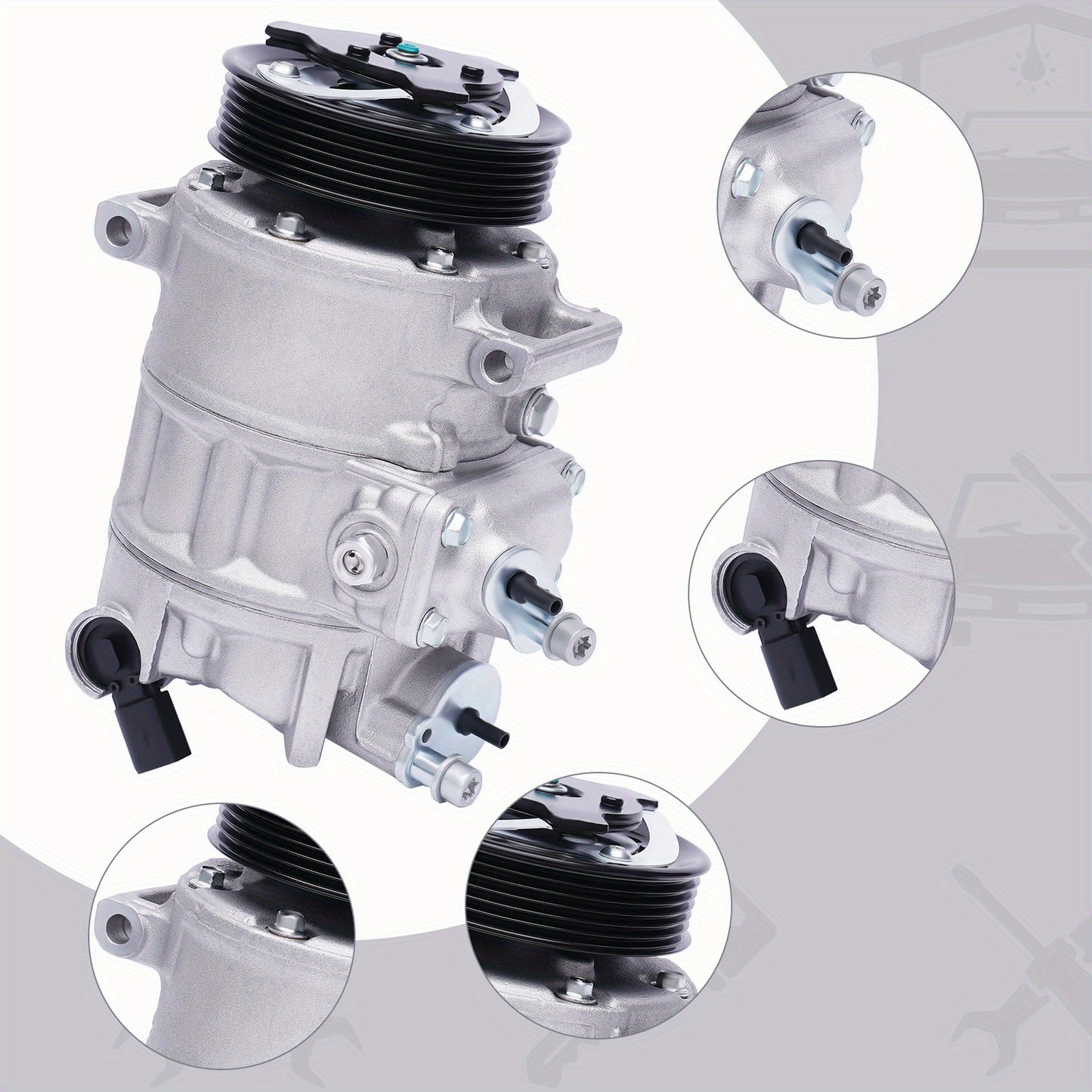Aircopomp – Airconditioningcompressor – Vacuümpomp – Airco Pomp – HVAC Pomp – Inclusief A/C-koppeling – Perfecte Passvorm Zonder Batterij