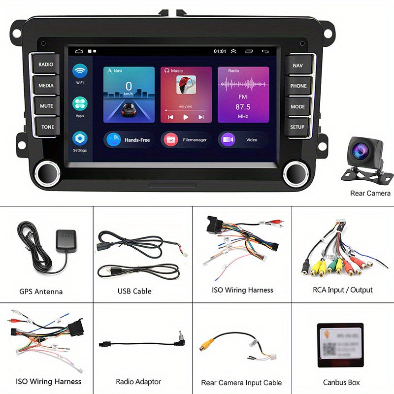 Car Stereo Radio – Auto Multimedia Speler – MP5 Speler – Navigatiesysteem – Bluetooth Handsfree – 7 Inch HD Touchscreen – GPS Navigatie – Stuurwielbediening