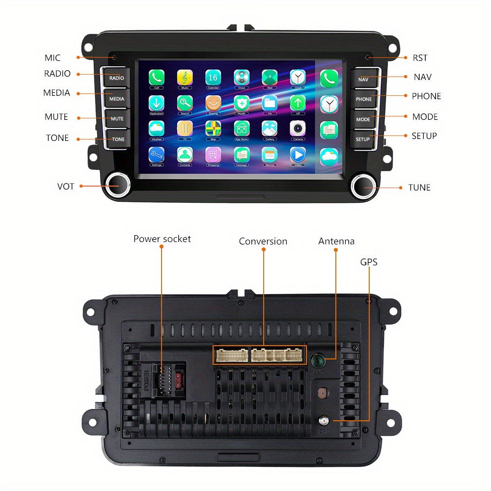 Autoradio – Auto Stereo – Car Radio – Multimedia Speler – Double Din – 7 Inch TFT Touchscreen – Android 13.0 – GPS Navigatie