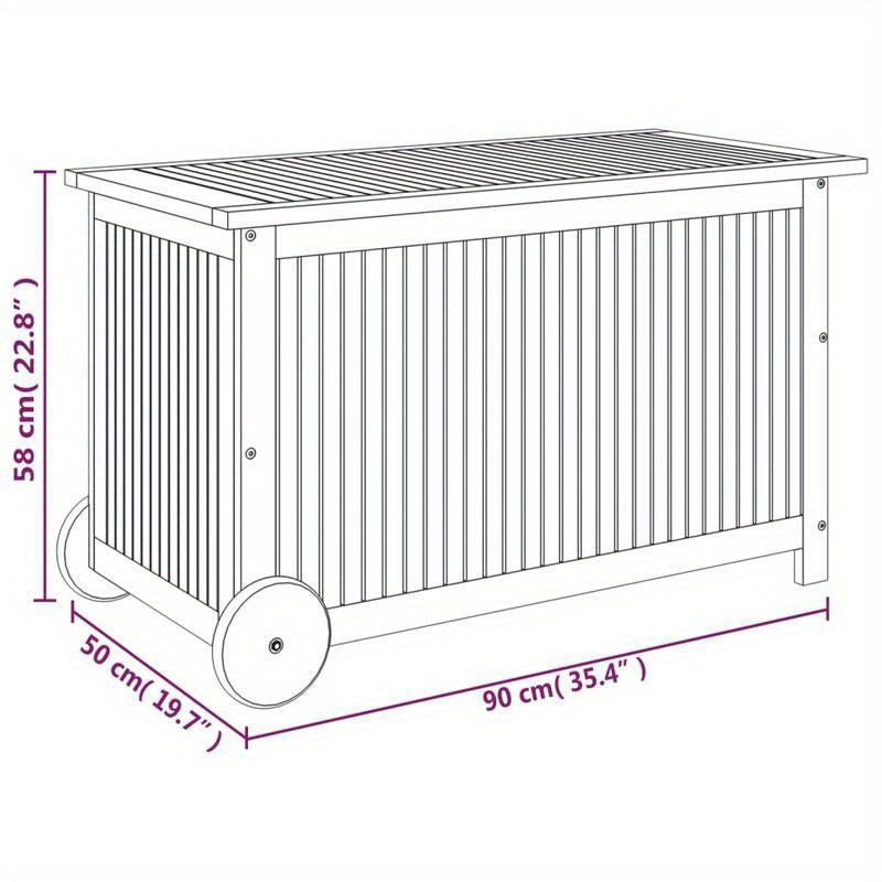 Tuinbox – Tuinkist – Tuinopbergbox – Kussenbox – Tuinkussenbox – Massief Acaciahout – Met Wieltjes – 90 x 50 x 58 cm – Duurzaam & Weerbestendig