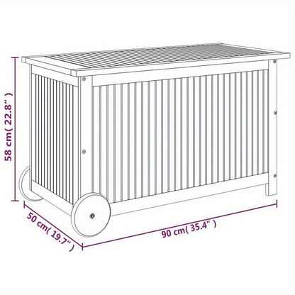 Tuinbox – Tuinkist – Tuinopbergbox – Kussenbox – Tuinkussenbox – Massief Acaciahout – Met Wieltjes – 90 x 50 x 58 cm – Duurzaam & Weerbestendig