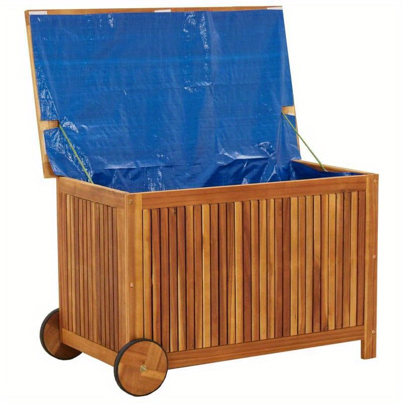Tuinbox – Tuinkist – Tuinopbergbox – Kussenbox – Tuinkussenbox – Massief Acaciahout – Met Wieltjes – 90 x 50 x 58 cm – Duurzaam & Weerbestendig