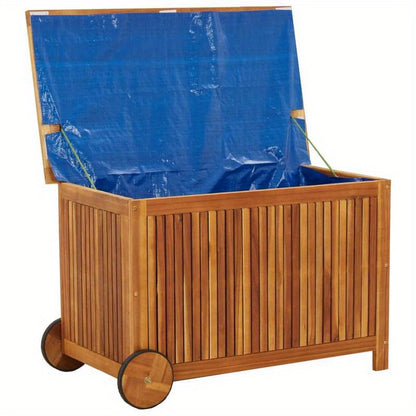Tuinbox – Tuinkist – Tuinopbergbox – Kussenbox – Tuinkussenbox – Massief Acaciahout – Met Wieltjes – 90 x 50 x 58 cm – Duurzaam & Weerbestendig