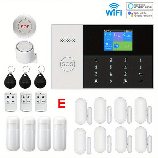 Draadloos Alarmsysteem – Smart Home Beveiliging – Bewegingsmelder – Deur- en Raamsensor – SOS Noodknop – WiFi Verbinding – App Besturing – Oplaadbare Batterij