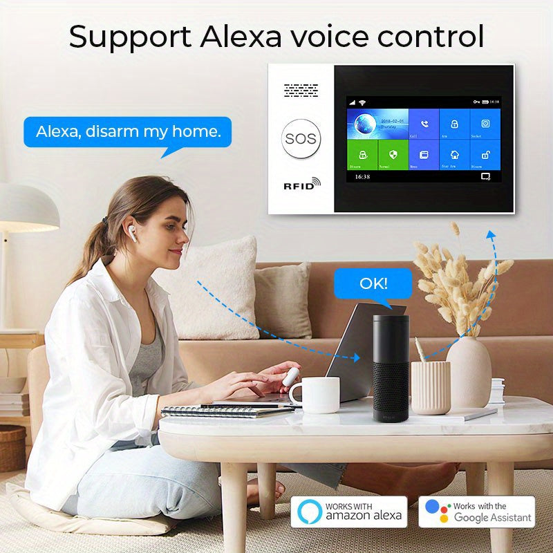 Alarmsysteem – Beveiligingssysteem – Inbraakalarm – Bewegingsmelder – Deur-/Raamsensor – Draadloos – Touchscreen – Wifi & 4G Connectiviteit – App-bediening – SMS Pushmeldingen – Compatibel met Alexa & Google Assistant