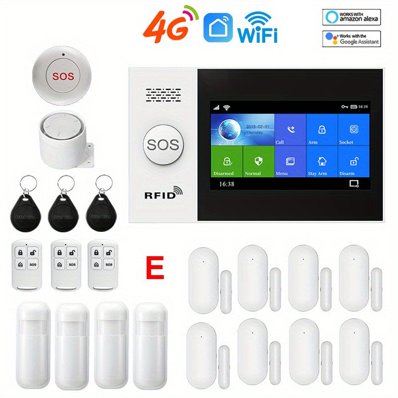 Alarmsysteem – Beveiligingssysteem – Inbraakalarm – Bewegingsmelder – Deur-/Raamsensor – Draadloos – Touchscreen – Wifi & 4G Connectiviteit – App-bediening – SMS Pushmeldingen – Compatibel met Alexa & Google Assistant