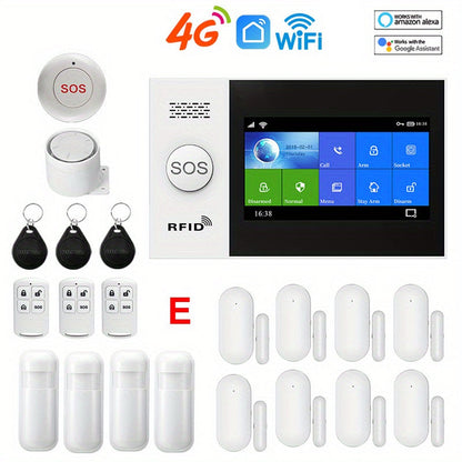 Alarmsysteem – Beveiligingssysteem – Inbraakalarm – Bewegingsmelder – Deur-/Raamsensor – Draadloos – Touchscreen – Wifi & 4G Connectiviteit – App-bediening – SMS Pushmeldingen – Compatibel met Alexa & Google Assistant