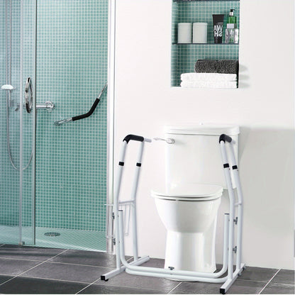 Toiletbeugel – Toiletverhoger – Toiletsteun – Sta-ophulp – Toiletframe – Verstelbaar in Hoogte – Inclusief Opbergbak – Carbon Staal – Max. 200 kg Belastbaar