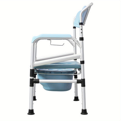 Toiletstoel – Postoel – WC Stoel – Commode Stoel – Douchestoel – In Hoogte Verstibaar – Ergonomische Rugleuning – Antislip Met Emmer – Blauw
