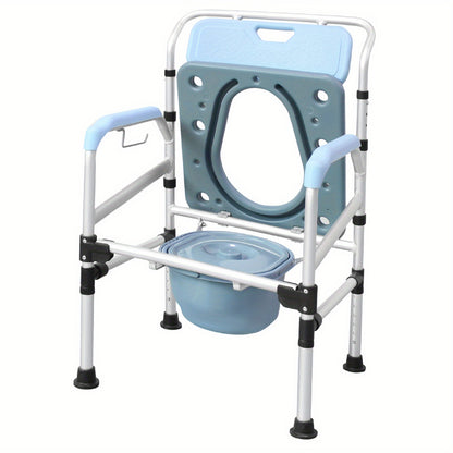 Toiletstoel – Postoel – WC Stoel – Commode Stoel – Douchestoel – In Hoogte Verstibaar – Ergonomische Rugleuning – Antislip Met Emmer – Blauw
