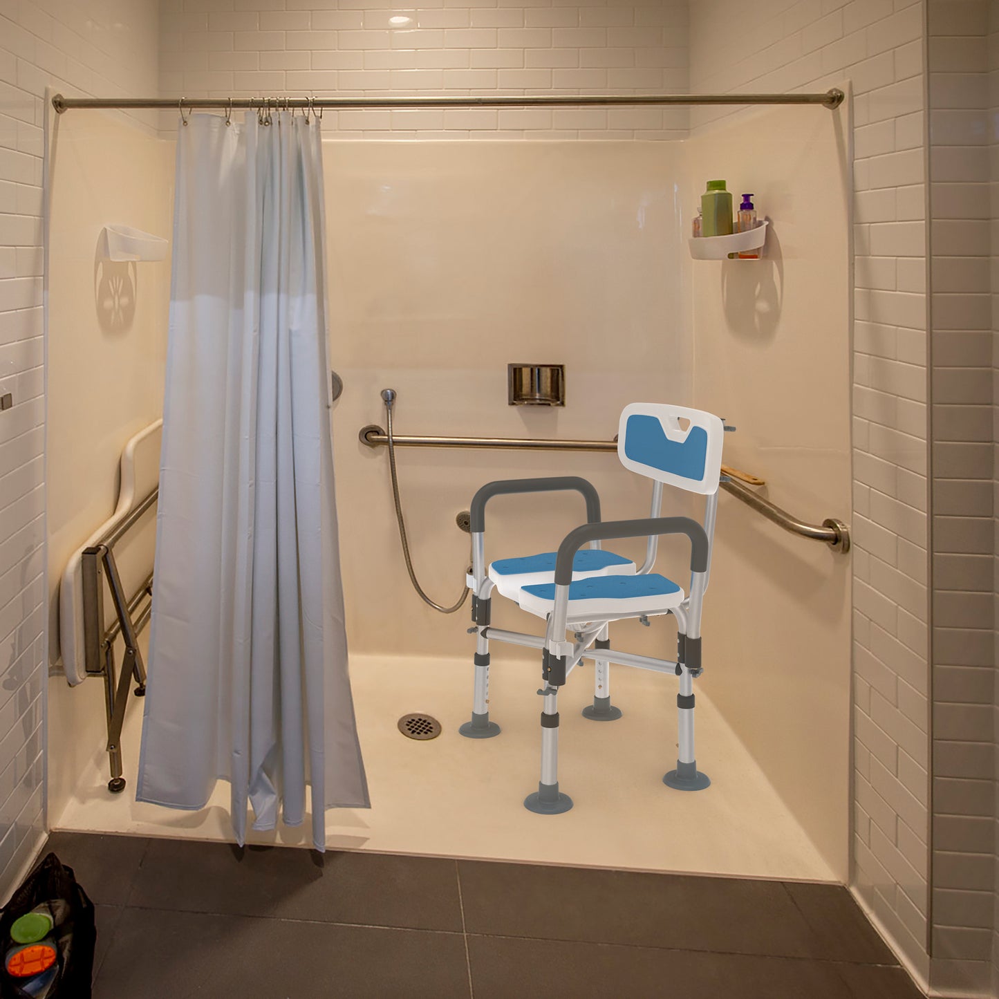 Douchestoel – Douchekruk – Douchezitje – Badstoel – Badkruk – Verstelbaar in Hoogte – Anti-slip met Hygiënische Uitsparing – Max 200 kg