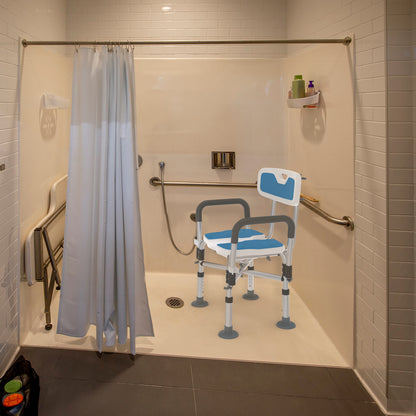 Douchestoel – Douchekruk – Douchezitje – Badstoel – Badkruk – Verstelbaar in Hoogte – Anti-slip met Hygiënische Uitsparing – Max 200 kg