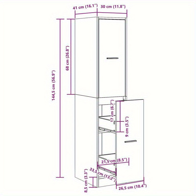 Apotheekkast – Medicijnkast – Badkamerkast – Opbergkast – Apothekerskast – Eiken – Compact Hoog Design – Duurzaam Hout