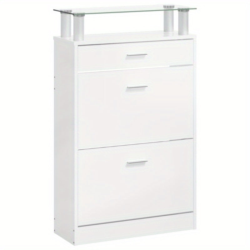 Schoenenkast – Schoenenrek – Schoenopberger – Schoenmeubel – Schoenenkast Wit – Hoogglans Hardhout – Ruimtebesparend Ontwerp 63x24x104 cm