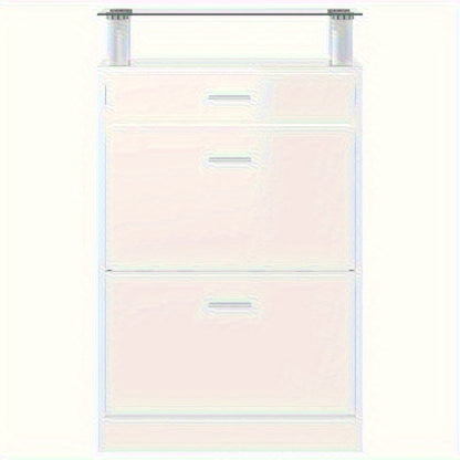 Schoenenkast – Schoenenrek – Schoenopberger – Schoenmeubel – Schoenenkast Wit – Hoogglans Hardhout – Ruimtebesparend Ontwerp 63x24x104 cm