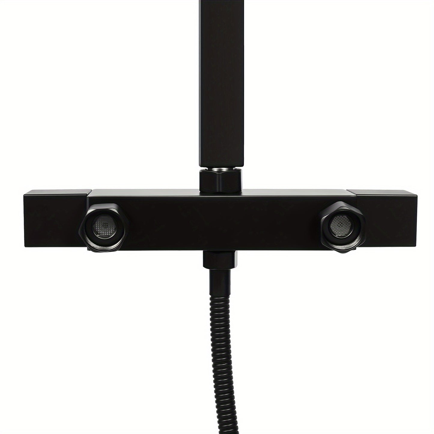 Doucheset – Regenset – Douchegarnituur – Handdouche – Douche-installatie – Thermostaatkraan – Vierkante Regendouche 30x30 cm – Messing & RVS Zwart