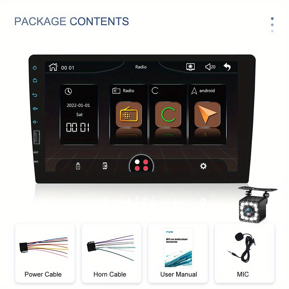 Autoradio – Car Stereo – Auto Radio – Single Din Radio – Touchscreen – 9 Inch Scherm – Apple CarPlay & Android Auto – Ingebouwde USB Oplaadpoort – Achteruitrijcamera Met 12 LED