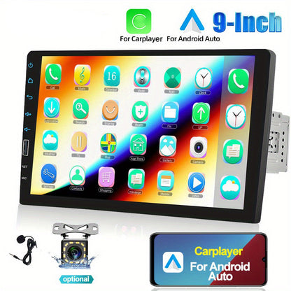 Autoradio – Car Stereo – Auto Radio – Single Din Radio – Touchscreen – 9 Inch Scherm – Apple CarPlay & Android Auto – Ingebouwde USB Oplaadpoort – Achteruitrijcamera Met 12 LED