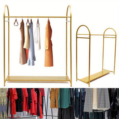 Dubbele Kledinghanger – Kledingrek – Kapstok – Garderoberek – Kledingstandaard – Gouden Metalen Uitvoering – 150 cm Hoogte – Robuuste Stalen Constructie