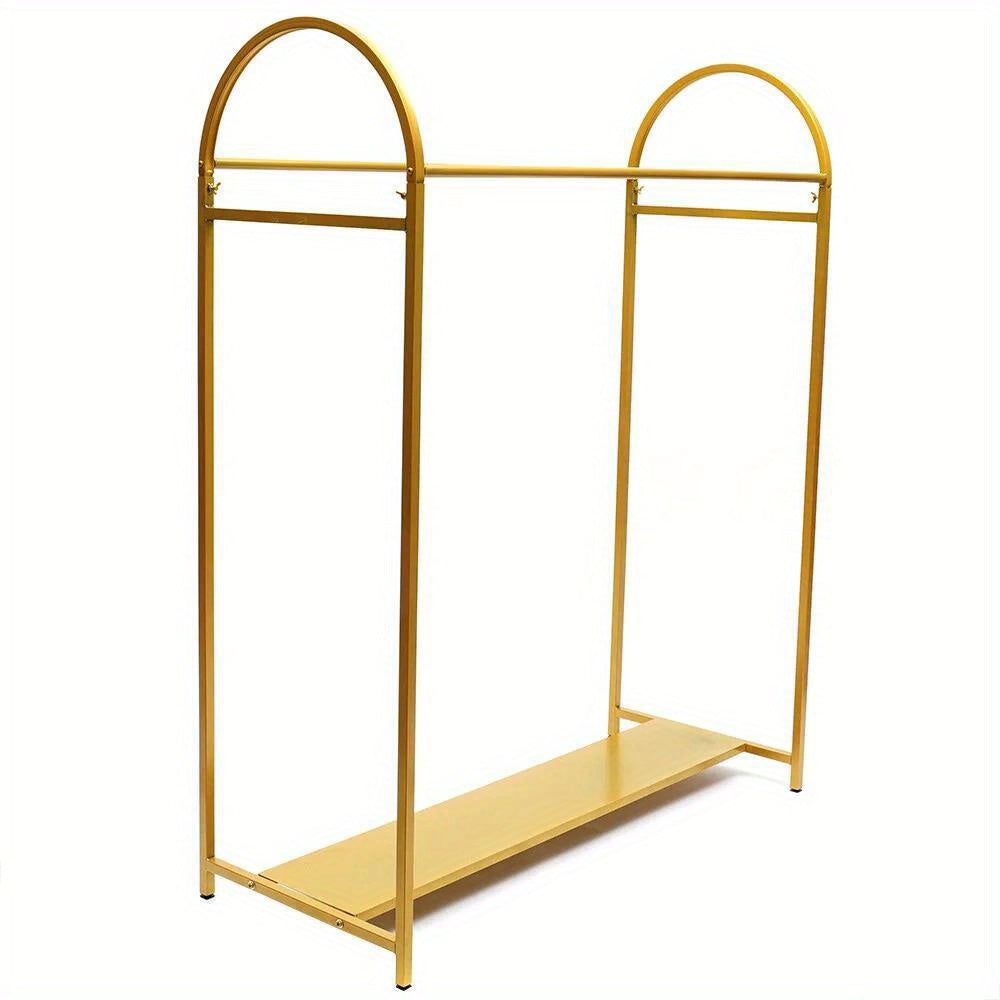 Dubbele Kledinghanger – Kledingrek – Kapstok – Garderoberek – Kledingstandaard – Gouden Metalen Uitvoering – 150 cm Hoogte – Robuuste Stalen Constructie