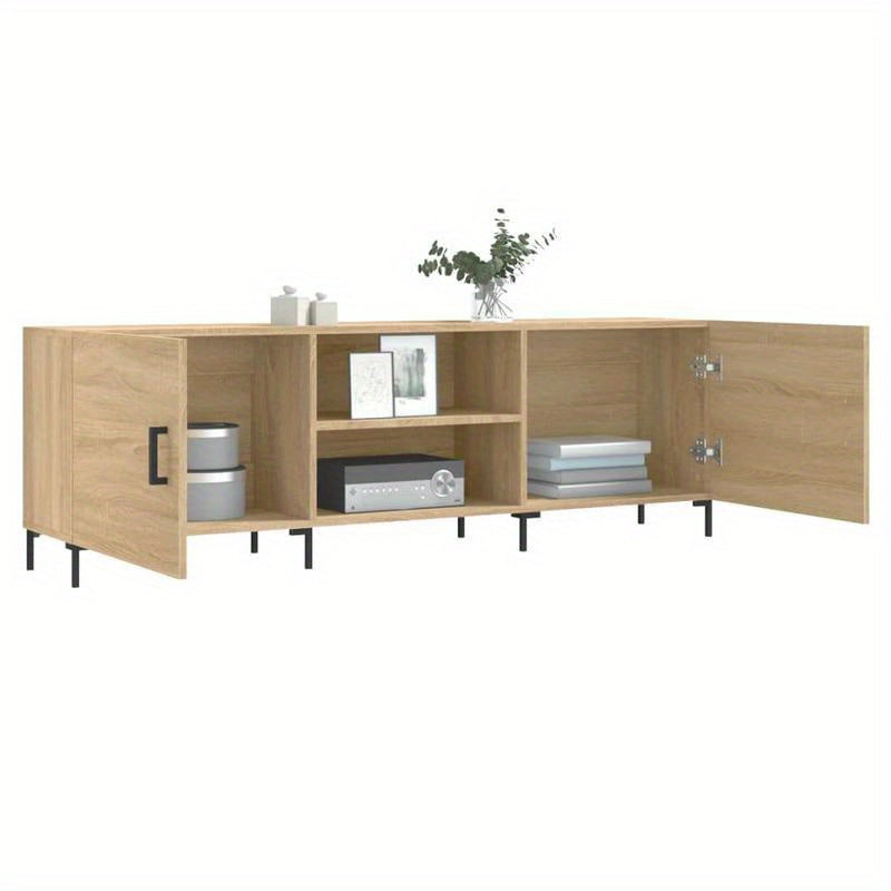 Oak Wood TV Meubel – Tv Stand – Tv Kast – Tv Console – Entertainment Center – Modern Design – Geschikt Voor 55" Televisies – Met Opbergruimte – Afmetingen 150x30x50cm